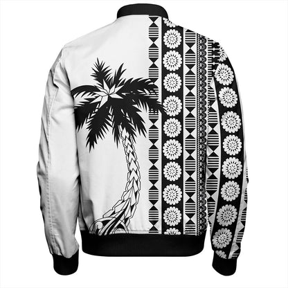 Fiji Bomber Jacket Rugby Pattern Tattoo Coconut
