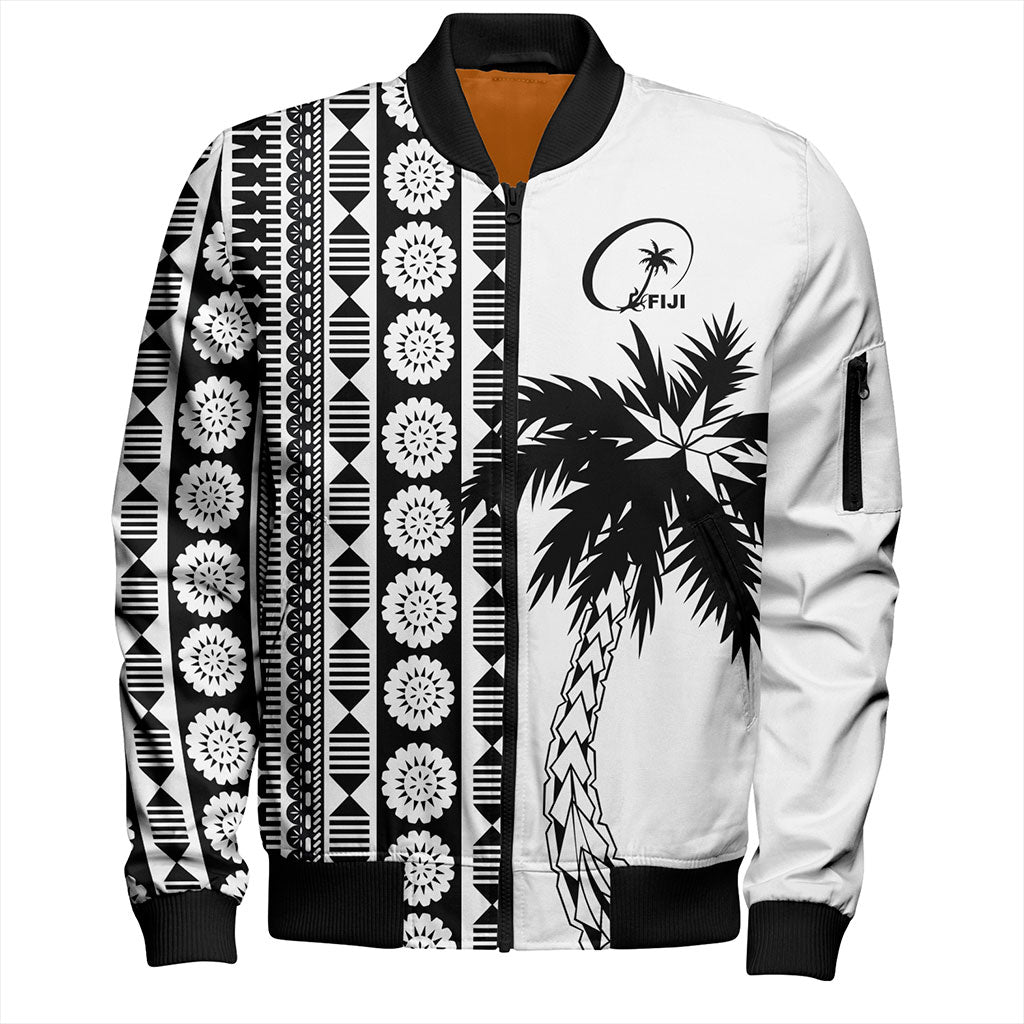 Fiji Bomber Jacket Rugby Pattern Tattoo Coconut