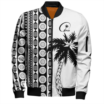 Fiji Bomber Jacket Rugby Pattern Tattoo Coconut