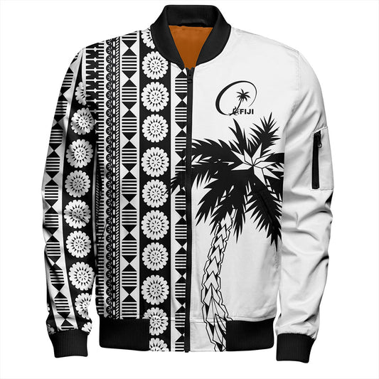 Fiji Bomber Jacket Rugby Pattern Tattoo Coconut