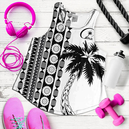 Fiji Women Tank Rugby Pattern Tattoo Coconut