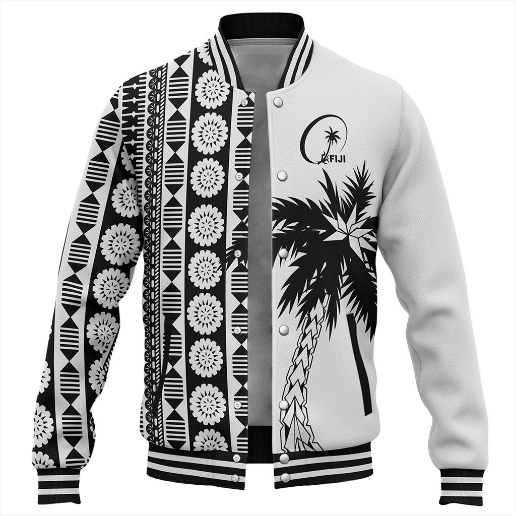 Fiji Baseball Jacket Rugby Pattern Tattoo Coconut