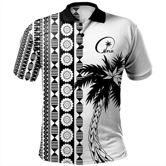 Fiji Polo Shirt Rugby Pattern Tattoo Coconut