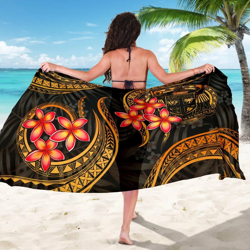 Fiji Sarong - Gold Plumeria Coat of Arm