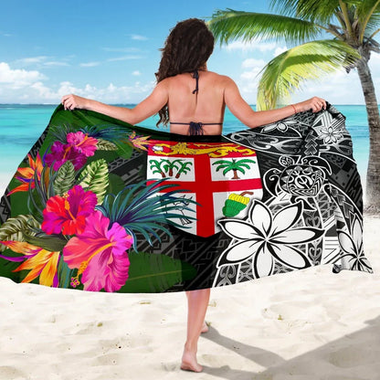 Fiji Sarong - Turtle Plumeria Banana Leaf