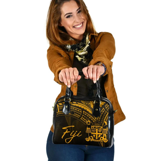 Fiji Shoulder Handbag - Cross Style Gold Color