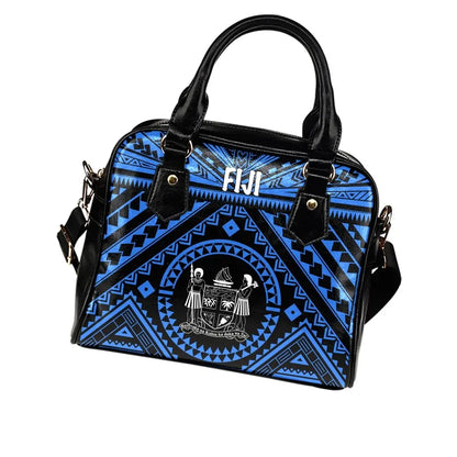 Fiji Shoulder Handbag - Fiji Seal With Polynesian Tattoo Style (Blue)