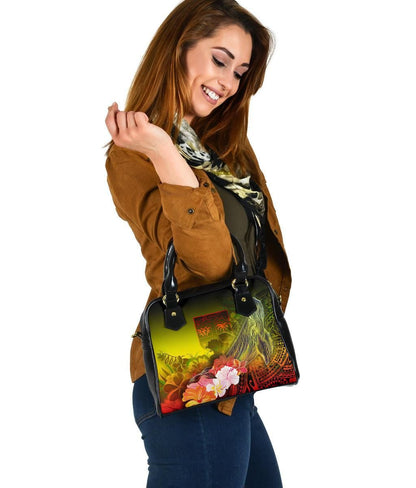 Fiji Shoulder Handbag - Humpback Whale With Tropical Flowers (Yellow)