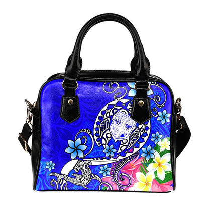 Fiji Shoulder Handbag - Turtle Plumeria (Blue)