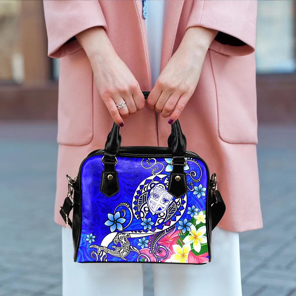 Fiji Shoulder Handbag - Turtle Plumeria (Blue)
