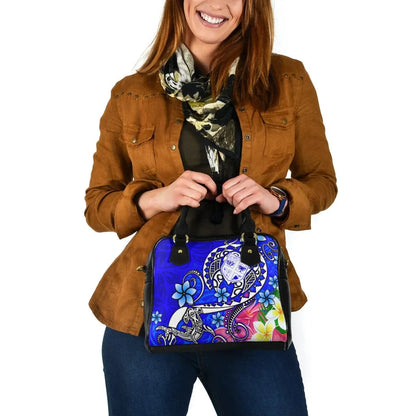 Fiji Shoulder Handbag - Turtle Plumeria (Blue)