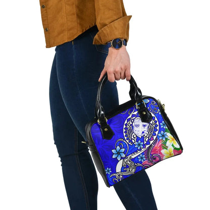 Fiji Shoulder Handbag - Turtle Plumeria (Blue)