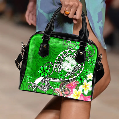 Fiji Shoulder Handbag - Turtle Plumeria (Green)