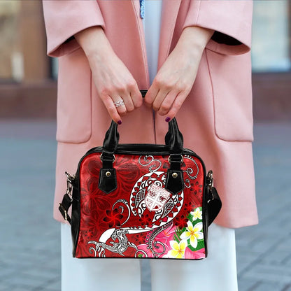 Fiji Shoulder Handbag - Turtle Plumeria (Red)