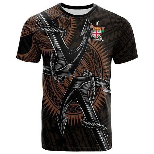 Fiji T-Shirt - Black Anchor Circle Pattern