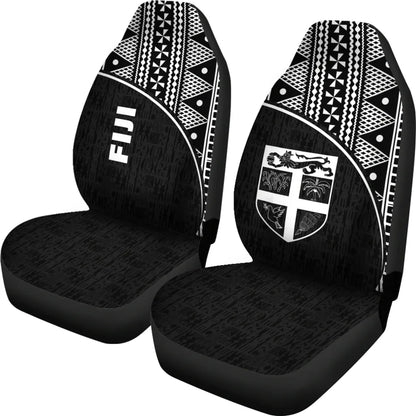 Fiji Tapa Car Seat Covers - Fiji Flag White Curve