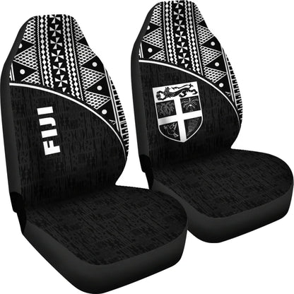 Fiji Tapa Car Seat Covers - Fiji Flag White Curve