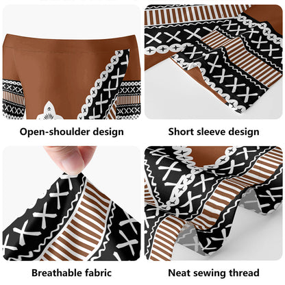 Fiji Combo Short Sleeve Dress And Shirt Tapa Clothes