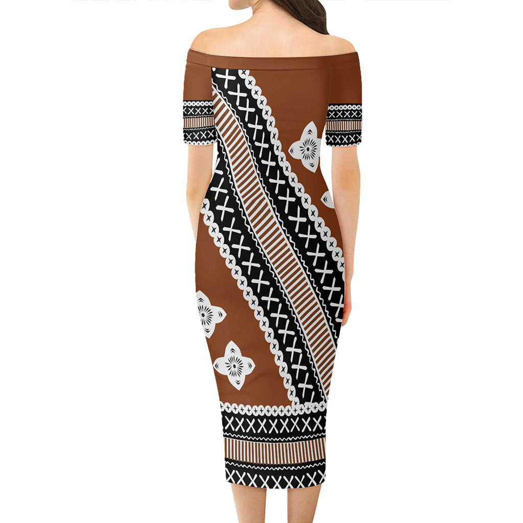 Fiji Short Sleeve Off The Shoulder Lady Dress Tapa Clothes