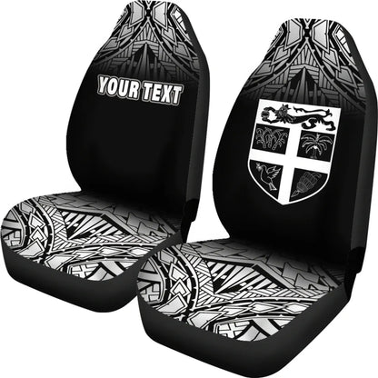 Fiji Tapa Custom Personalised Car Seat Covers - Fiji Flag Polynesian Tattoo Fog Black