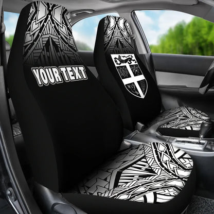 Fiji Tapa Custom Personalised Car Seat Covers - Fiji Flag Polynesian Tattoo Fog Black