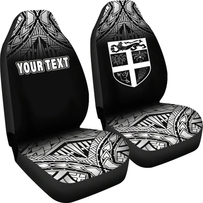 Fiji Tapa Custom Personalised Car Seat Covers - Fiji Flag Polynesian Tattoo Fog Black