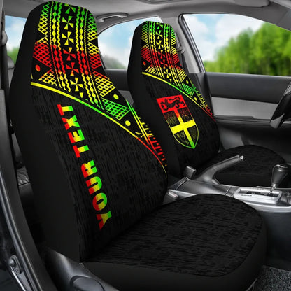 Fiji Tapa Custom Personalised Car Seat Covers - Fiji Flag Polynesian Reggae Curve