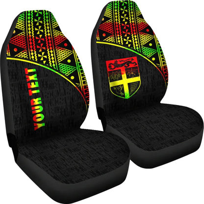 Fiji Tapa Custom Personalised Car Seat Covers - Fiji Flag Polynesian Reggae Curve