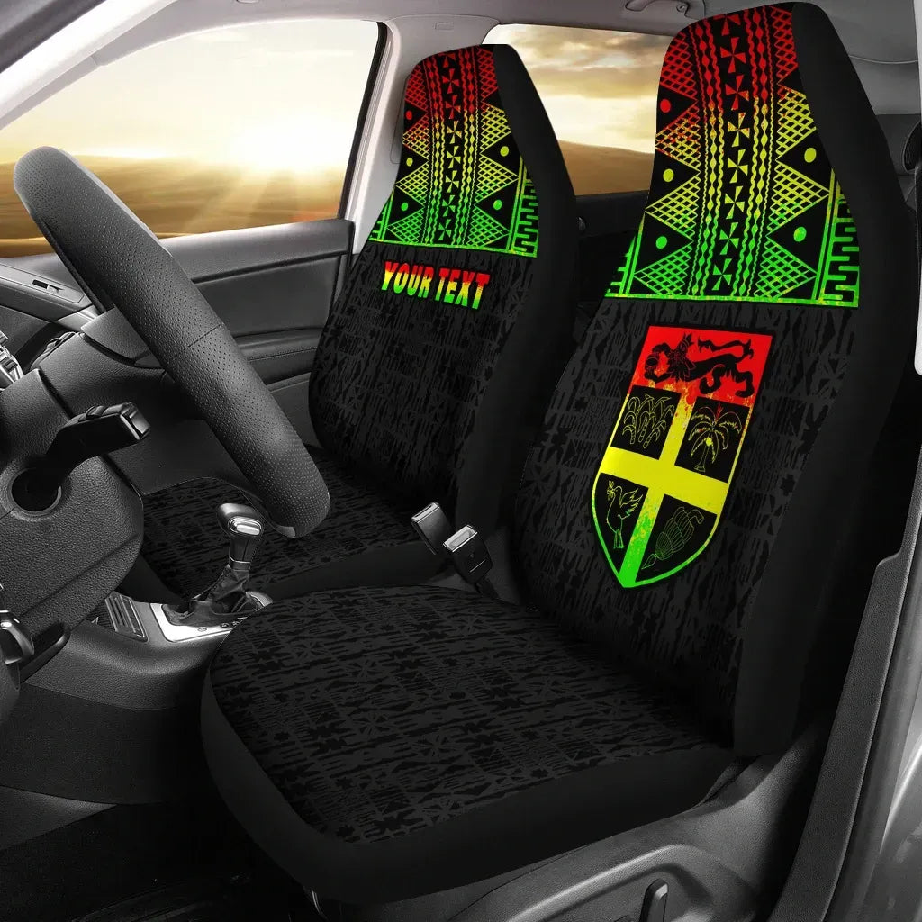Fiji Tapa Custom Personalised Car Seat Covers - Fiji Reggae Flag