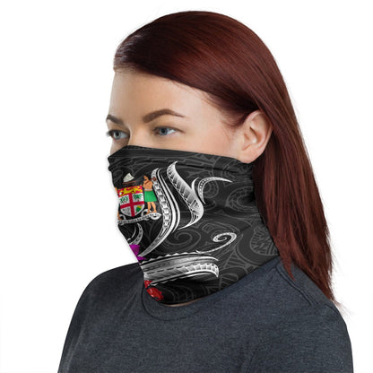 Fiji Neck Gaiter Tropical Flower with Polynesian Pattern