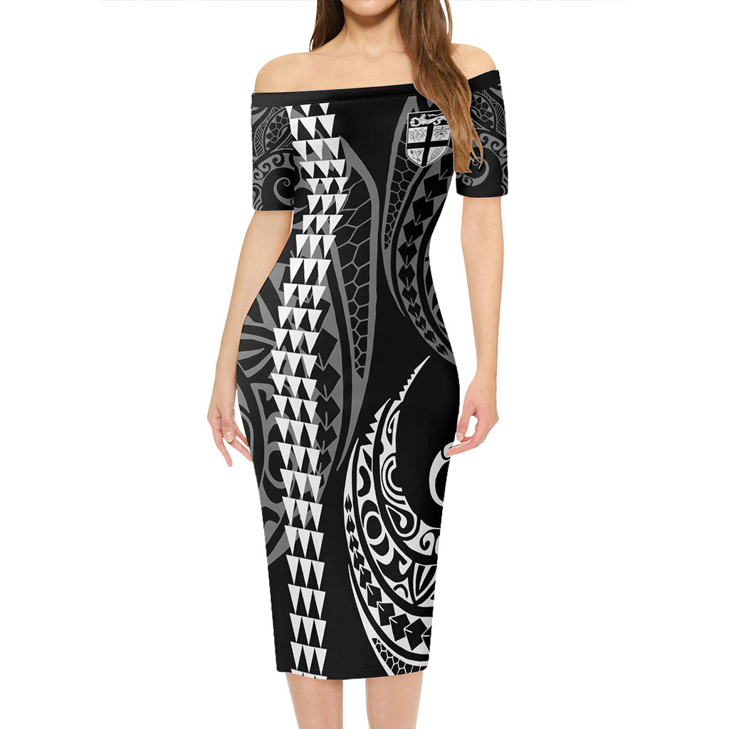 Fiji Combo Short Sleeve Dress And Shirt Kakau Style White