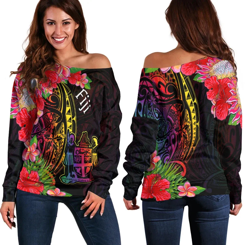 Fiji Women Off Shoulder Sweater - Tropical Hippie Style