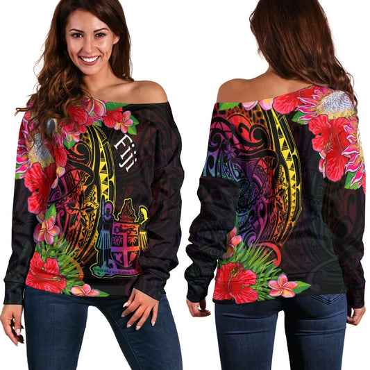 Fiji Women Off Shoulder Sweater - Tropical Hippie Style