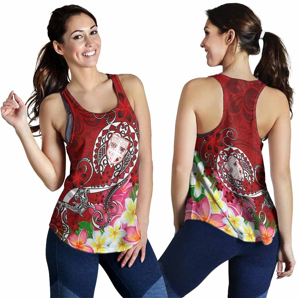 Fiji Women Racerback Tank - Turtle Plumeria (Red)