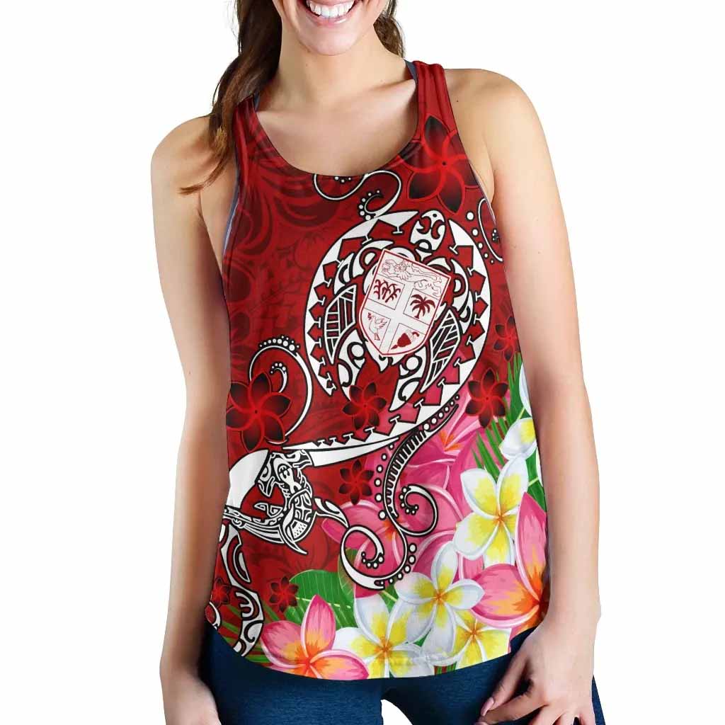 Fiji Women Racerback Tank - Turtle Plumeria (Red)