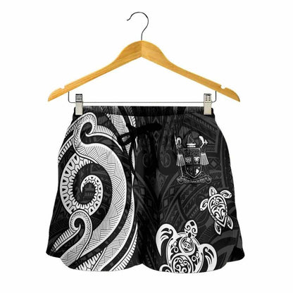 Fiji Women Shorts - White Tentacle Turtle Crest