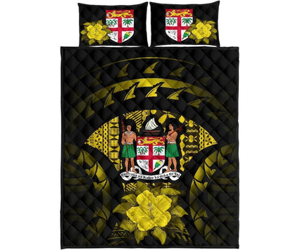 Fiji Polynesian Quilt Bed Set Hibiscus Yellow
