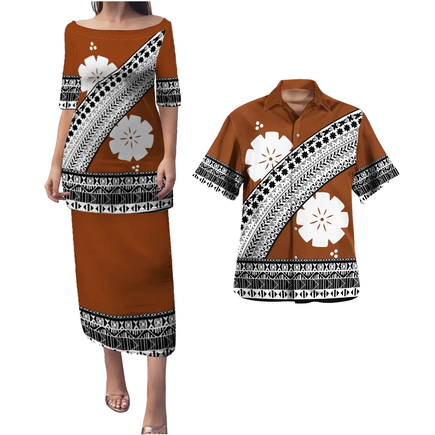 Fiji Combo Puletasi And Shirt Masi Curve