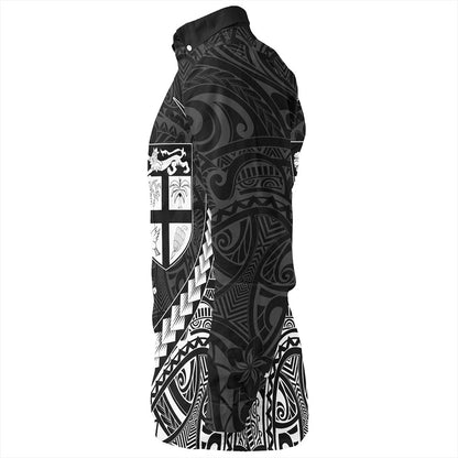 Fiji Long Sleeve Shirt Tribal Melanesian Coat Of Arms
