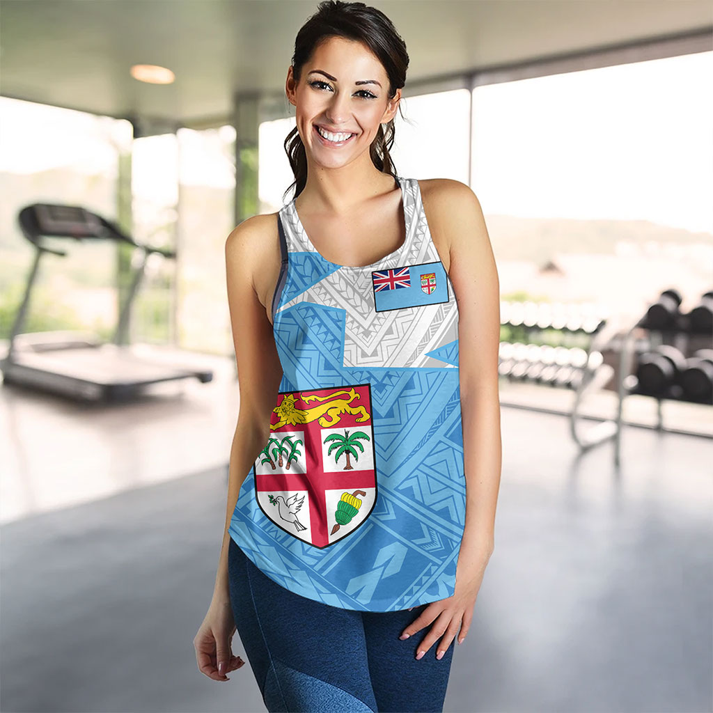 Fiji Women Tank Polynesian Tattoo Flag And Coat Of Arms