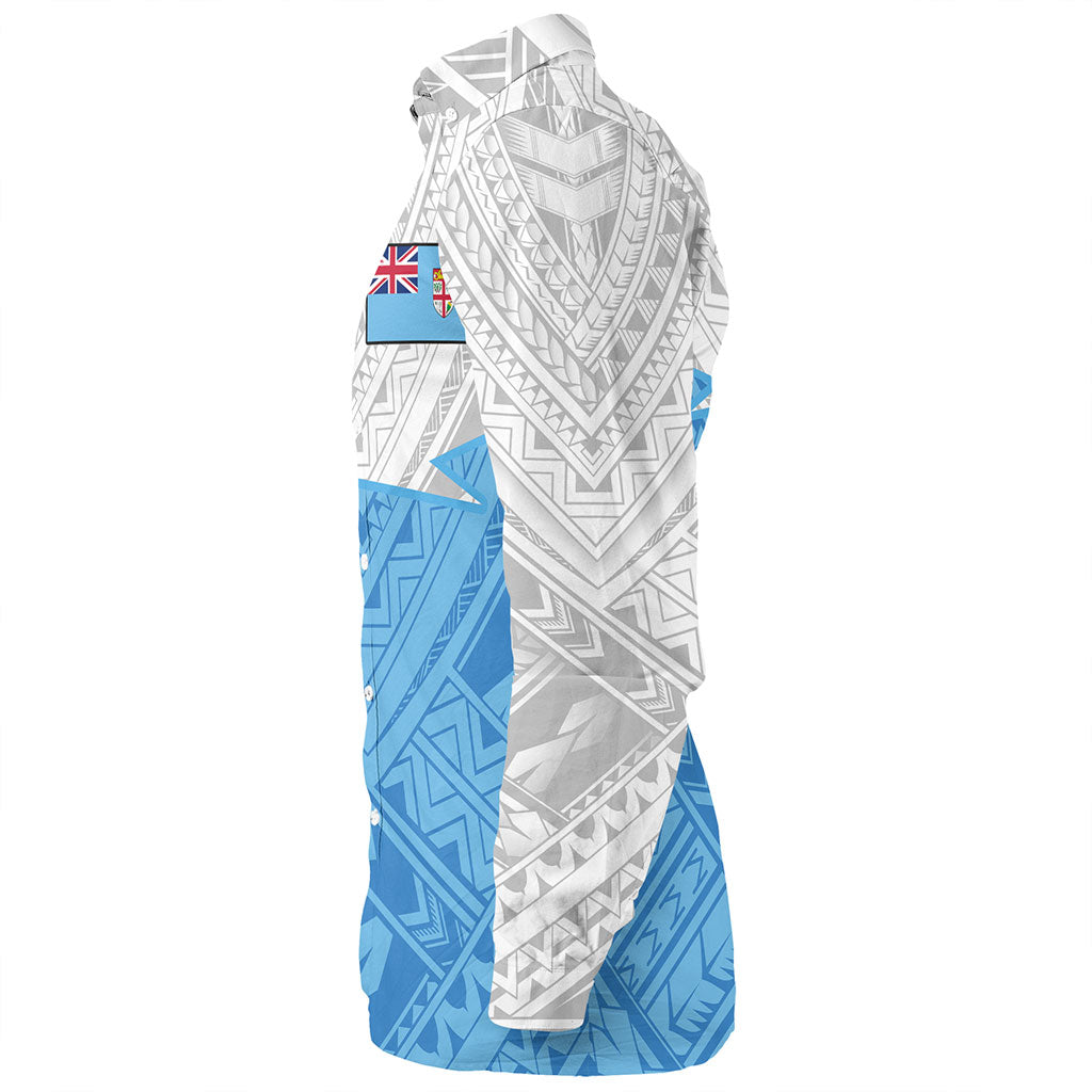 Fiji Long Sleeve Shirt Polynesian Tattoo Flag And Coat Of Arms