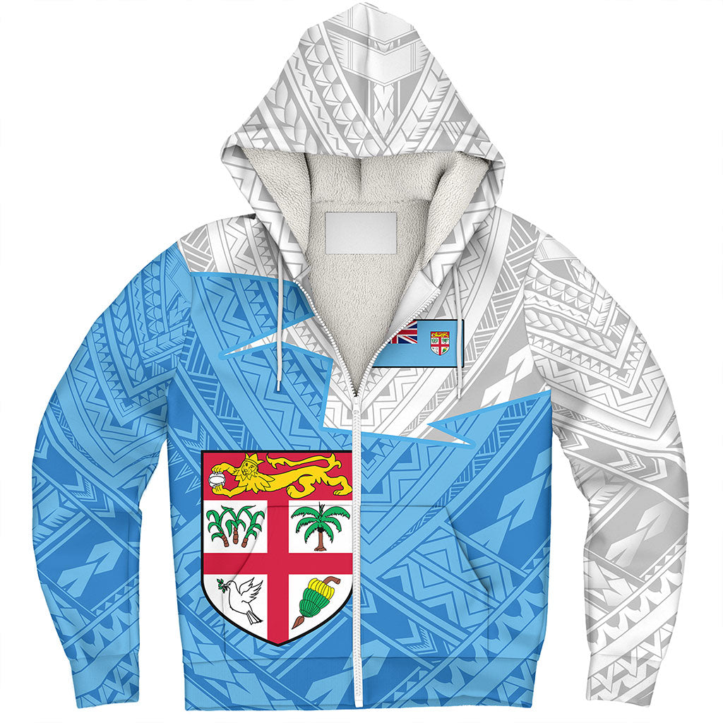 Fiji Sherpa Hoodie Polynesian Tattoo Flag And Coat Of Arms
