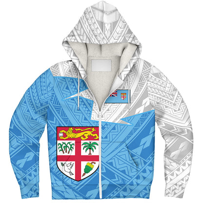 Fiji Sherpa Hoodie Polynesian Tattoo Flag And Coat Of Arms