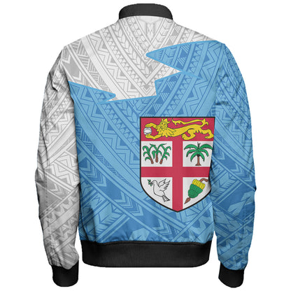 Fiji Bomber Jacket Polynesian Tattoo Flag And Coat Of Arms