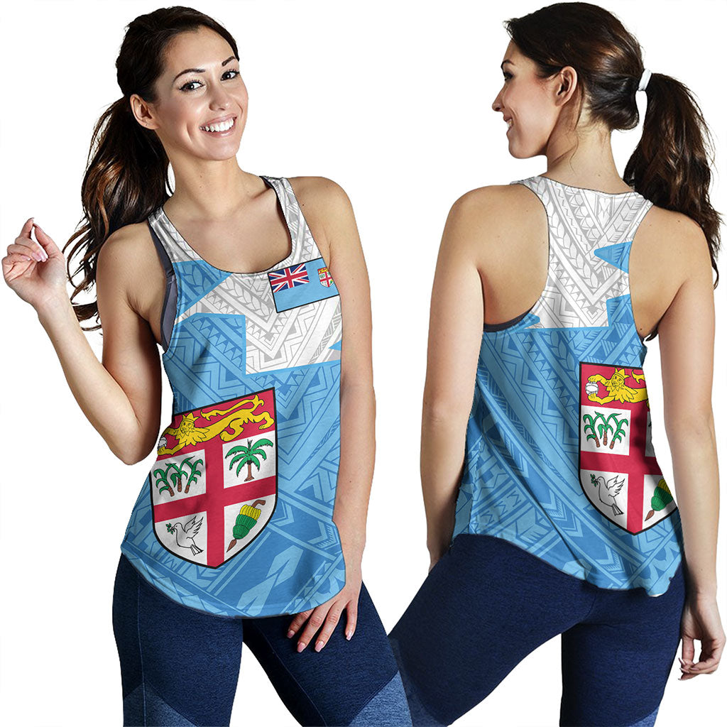 Fiji Women Tank Polynesian Tattoo Flag And Coat Of Arms