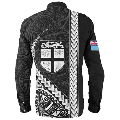 Fiji Long Sleeve Shirt Tribal Melanesian Coat Of Arms