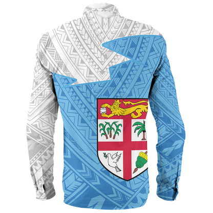 Fiji Long Sleeve Shirt Polynesian Tattoo Flag And Coat Of Arms