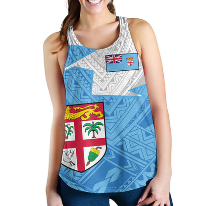 Fiji Women Tank Polynesian Tattoo Flag And Coat Of Arms