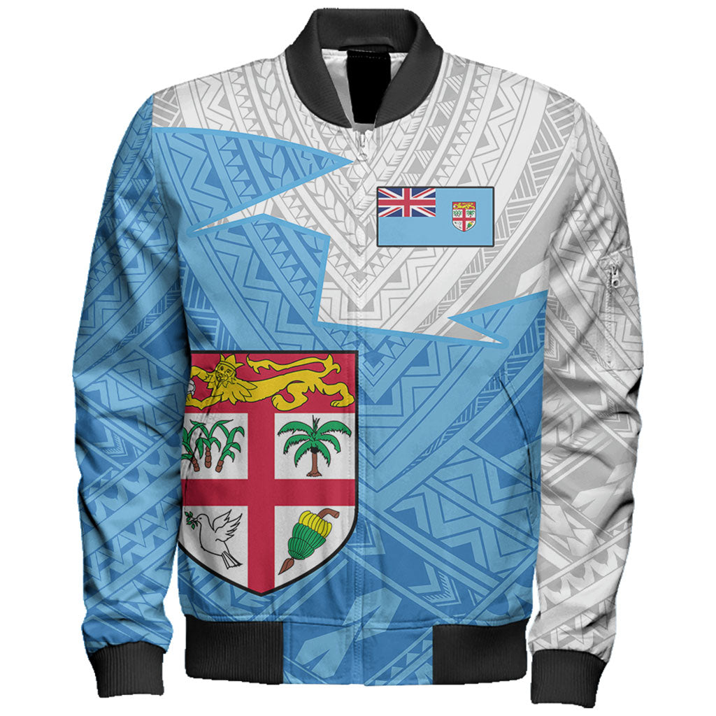 Fiji Bomber Jacket Polynesian Tattoo Flag And Coat Of Arms