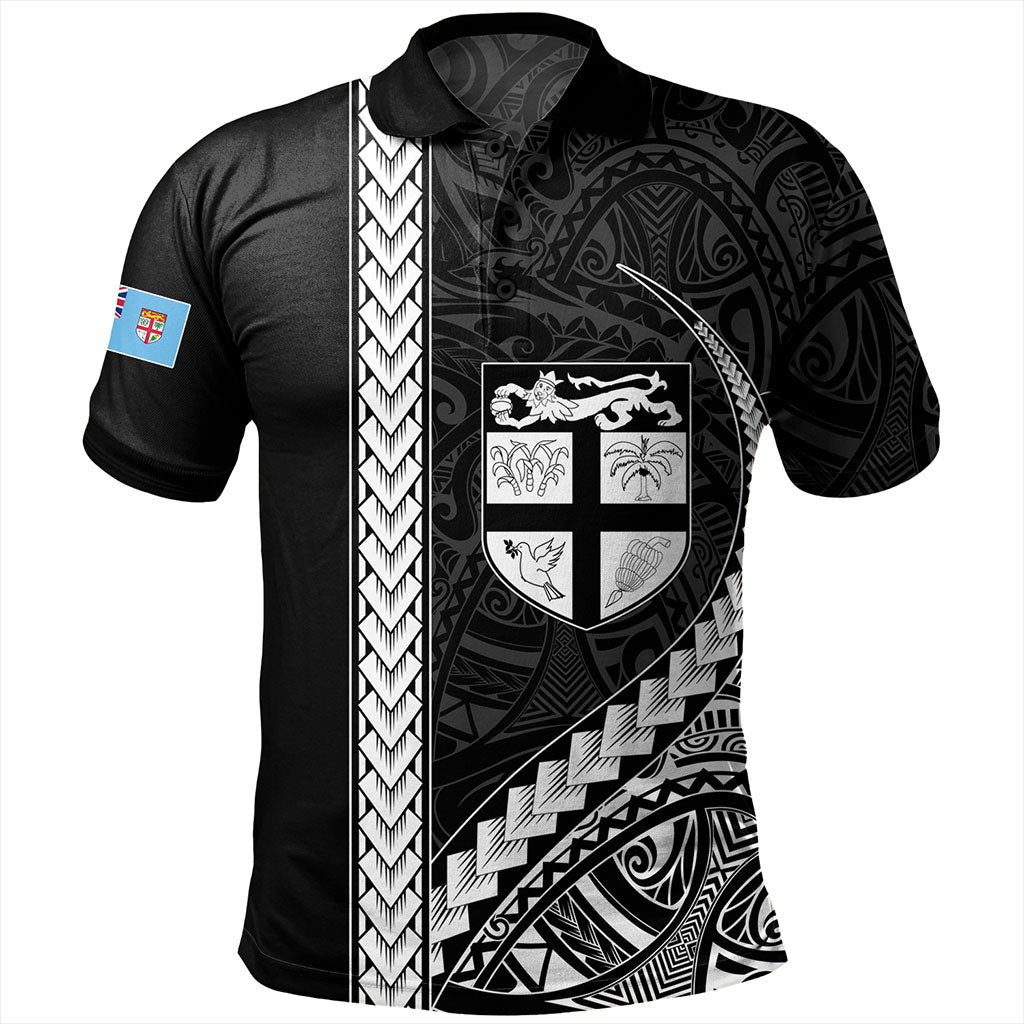 Fiji Polo Shirt Tribal Melanesian Coat Of Arms